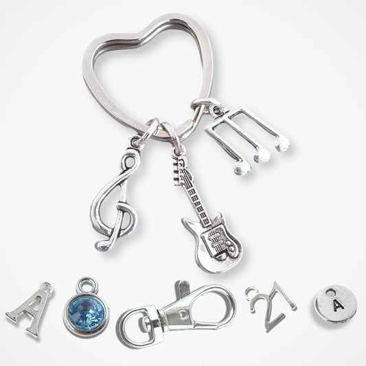 Electric Guitar Keyring - Silver