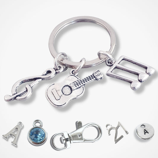 Classical Guitar Keyring - Silver