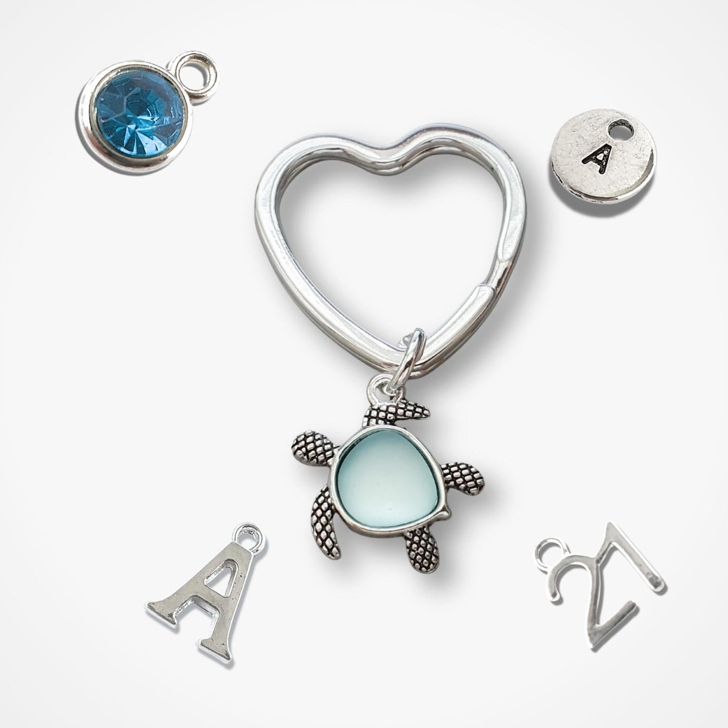 Seaglass Turtle Keyring - Blue