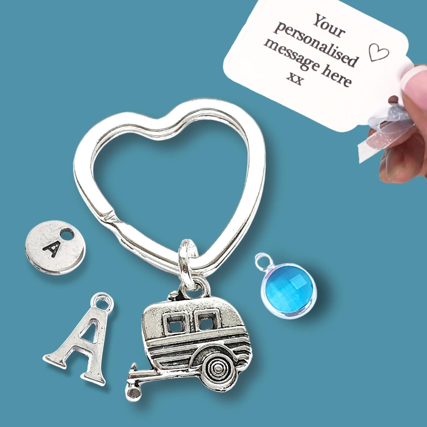 Caravan Keyring - Silver