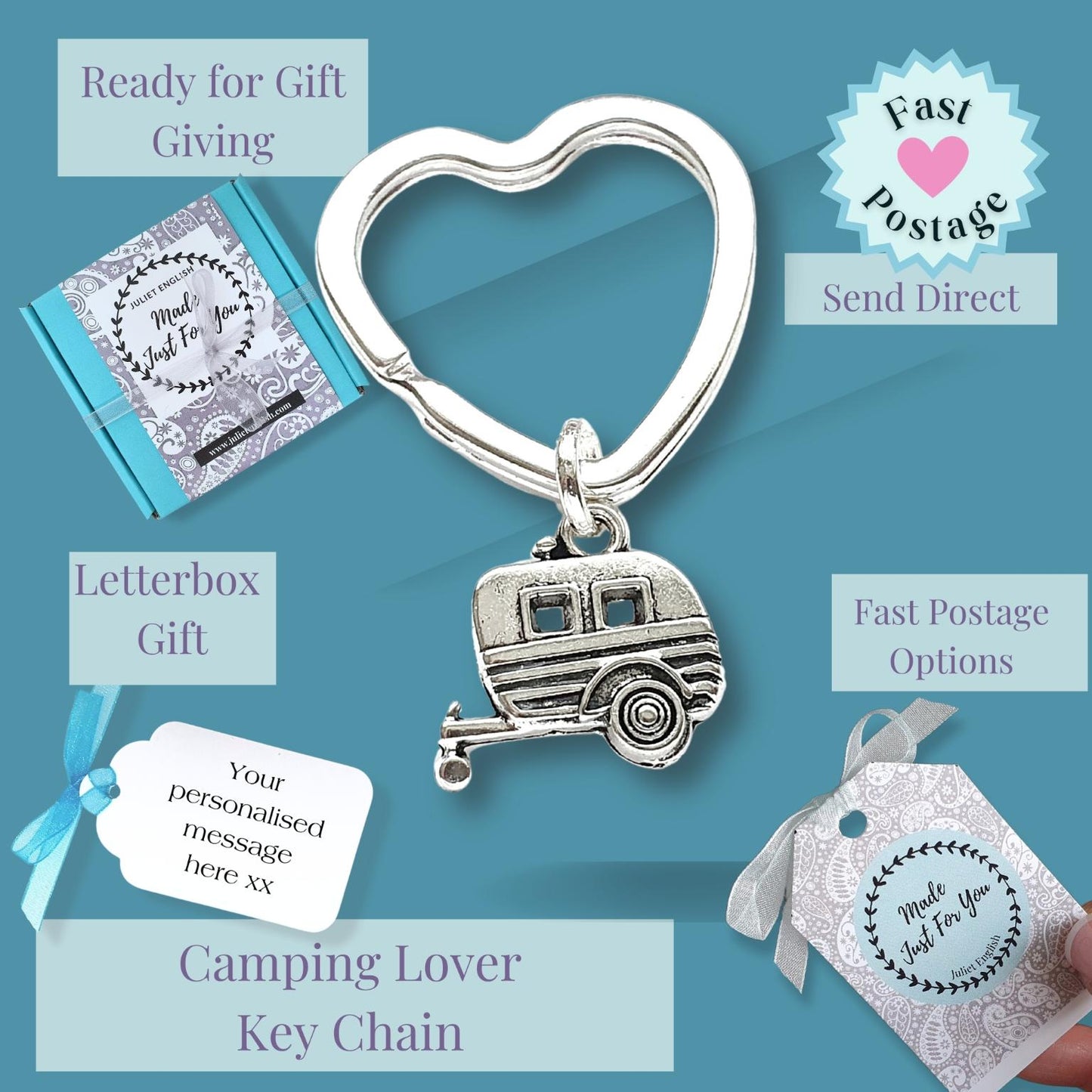 Caravan Keyring - Silver