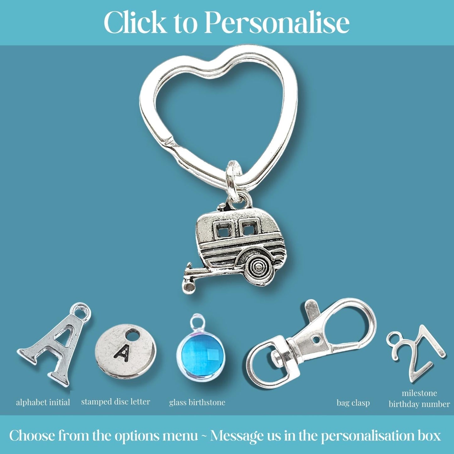 Caravan Keyring - Silver