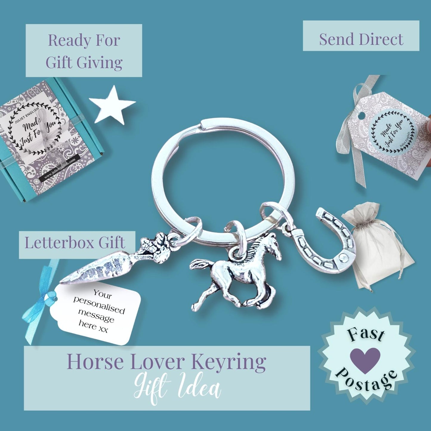Horse & Carrot Keyring - Silver