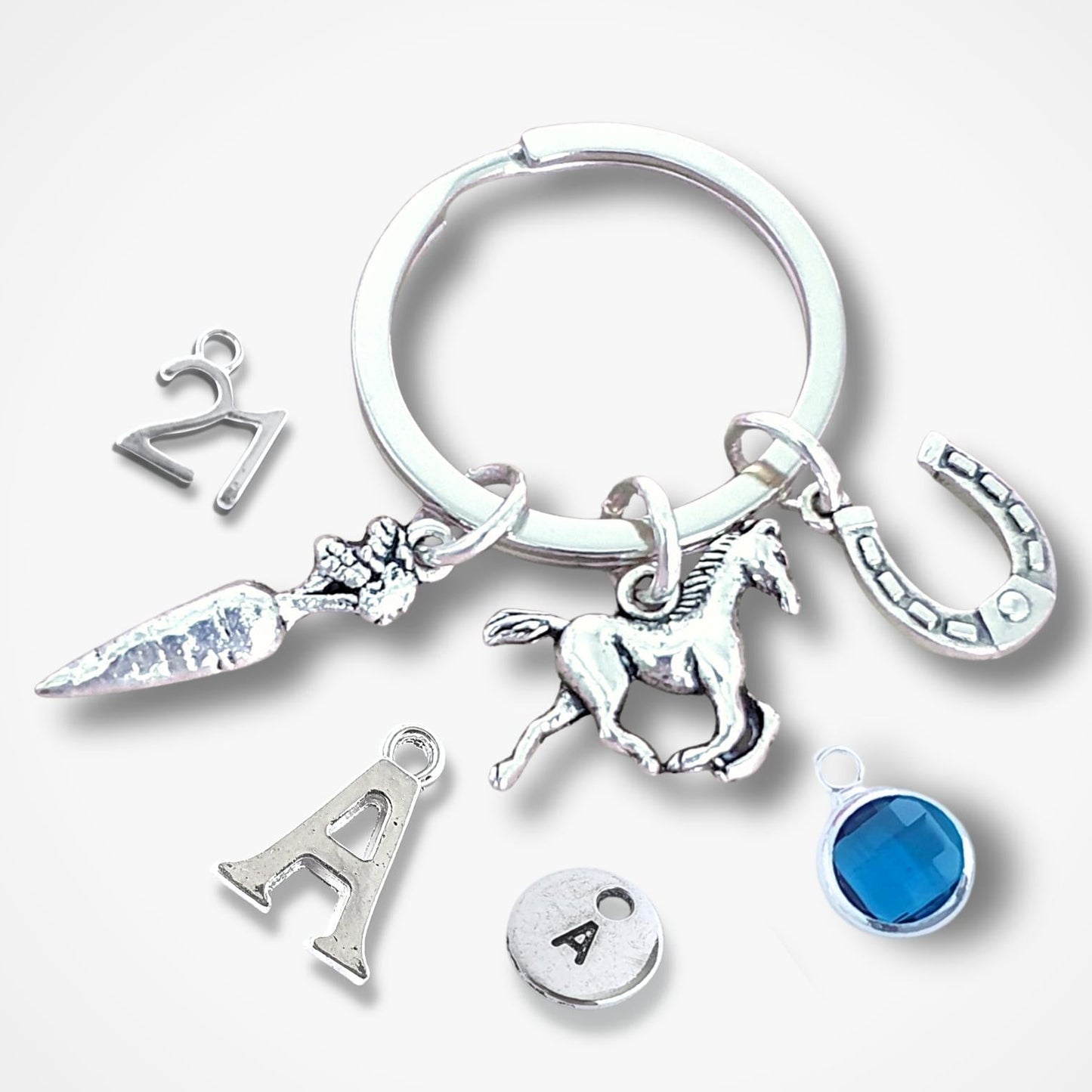 Horse & Carrot Keyring - Silver