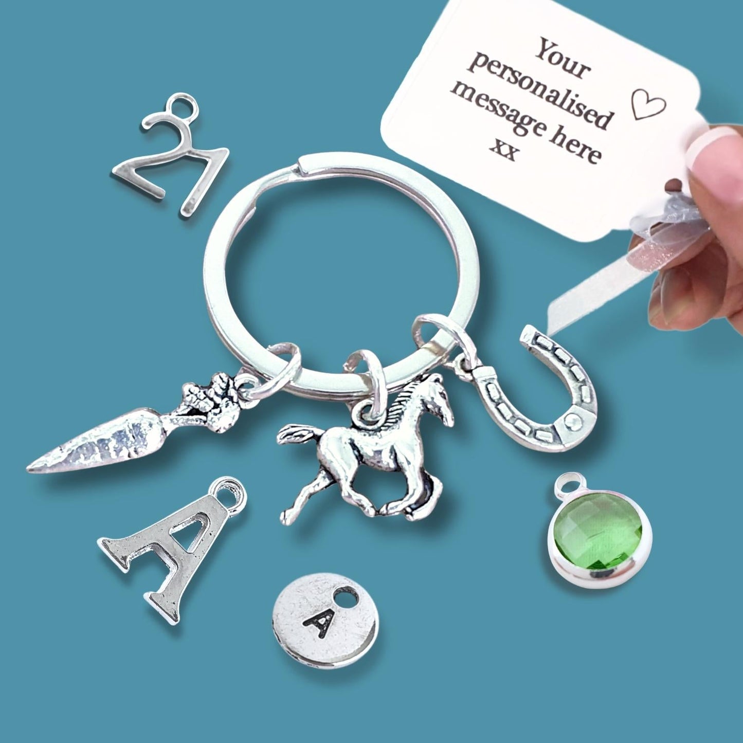 Horse & Carrot Keyring - Silver