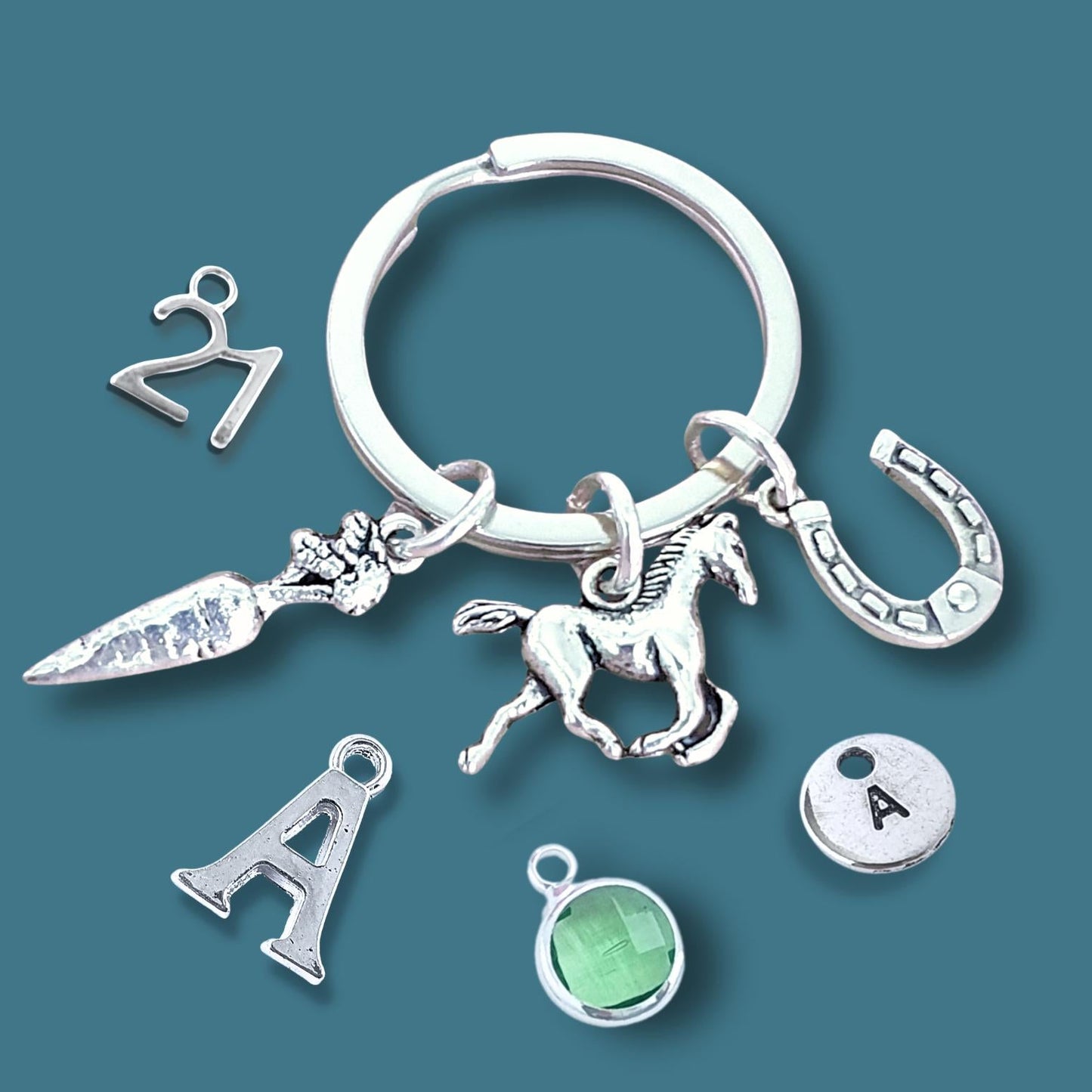 Horse & Carrot Keyring - Silver