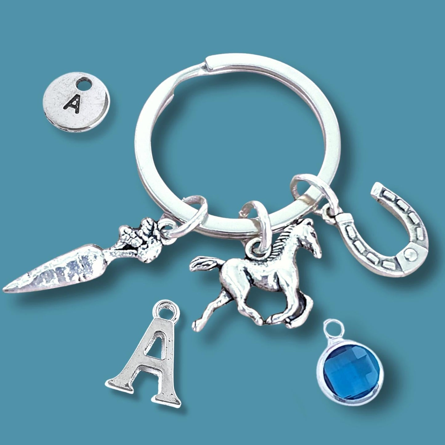 Horse & Carrot Keyring - Silver