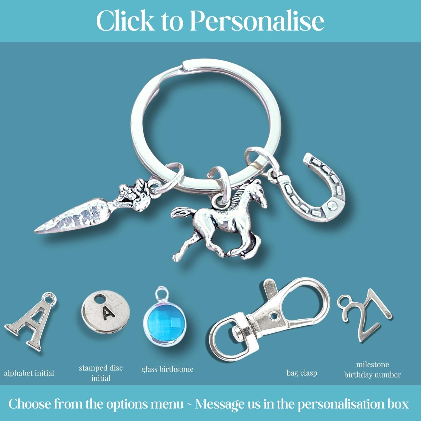 Horse & Carrot Keyring - Silver