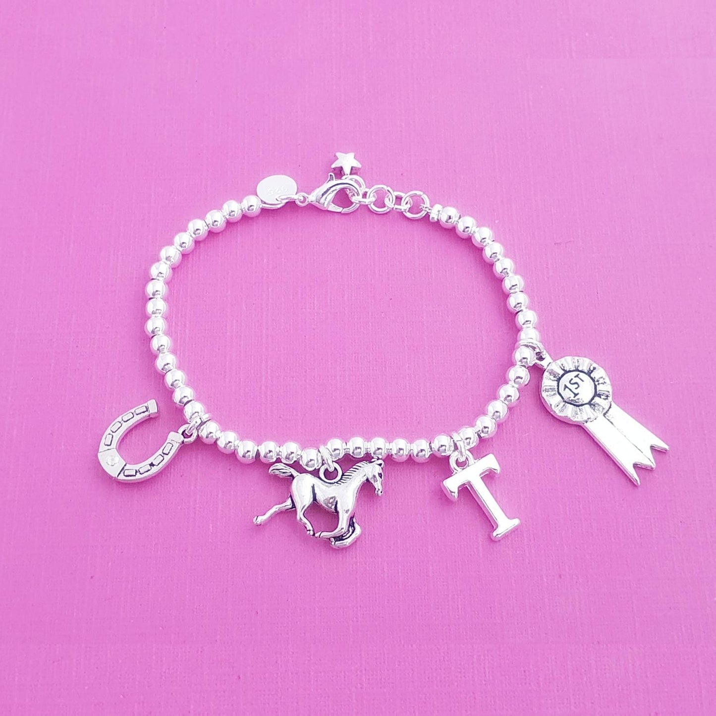 Horse Charms Bead Ball Bracelet - Sterling Silver