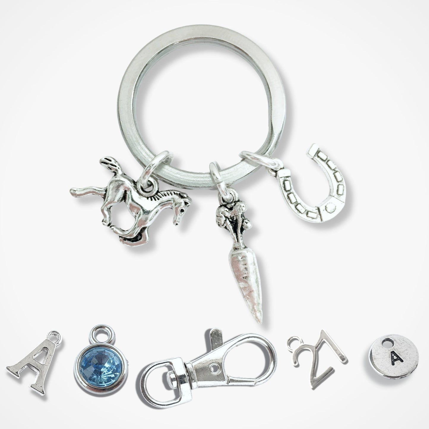 Horse Rider Keyring - Silver