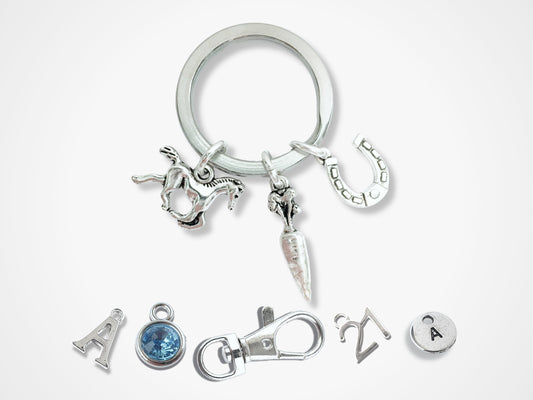 Horse Rider Keyring - Silver