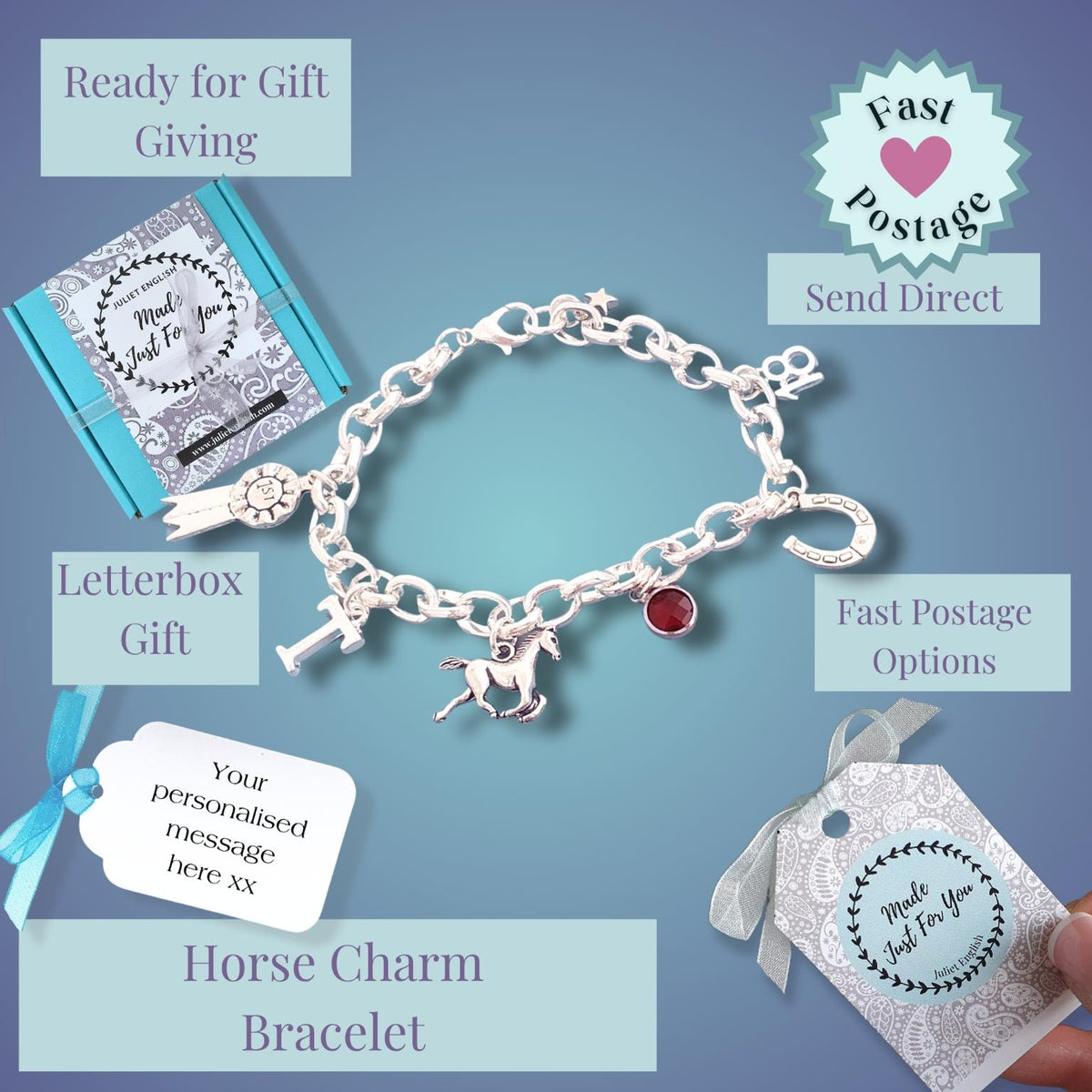Horse Charm Bracelet - Silver