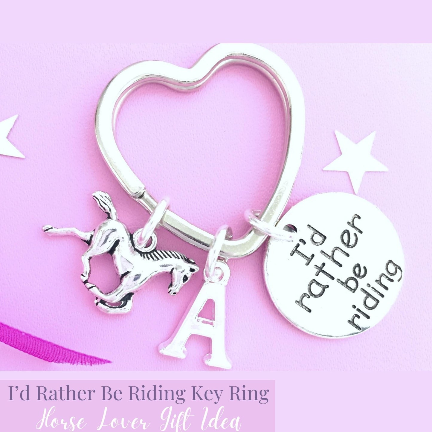 I'd Rather be Riding Keyring - Silver