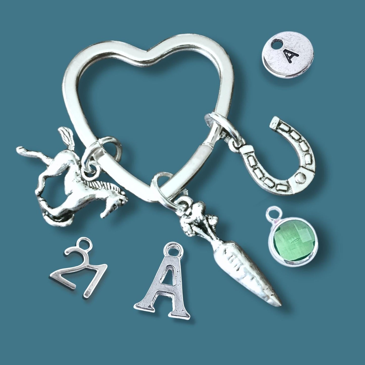Horse Rider Keyring - Silver