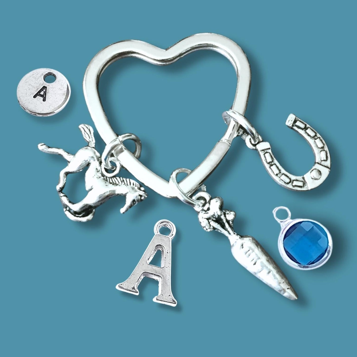 Horse Rider Keyring - Silver