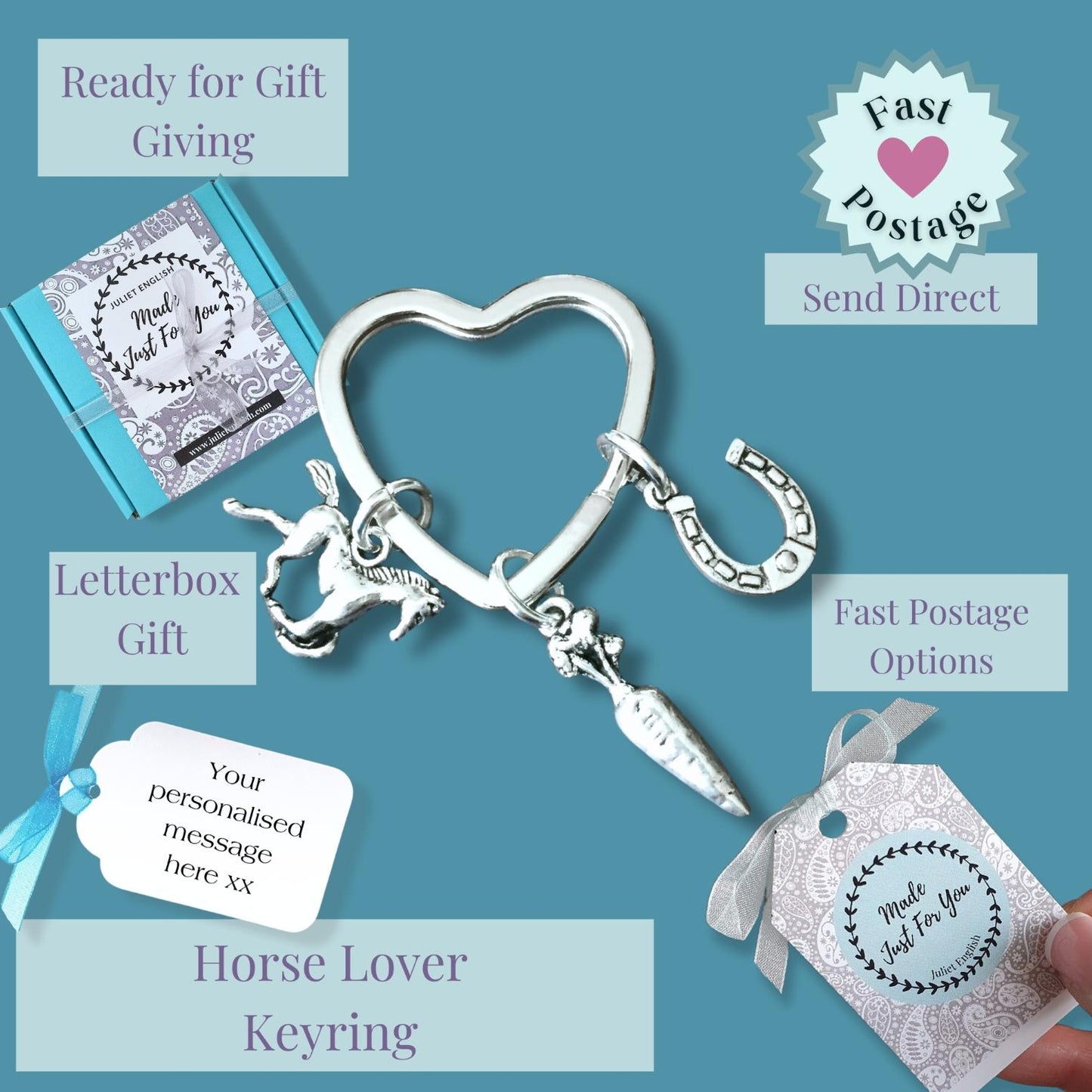 Horse Rider Keyring - Silver