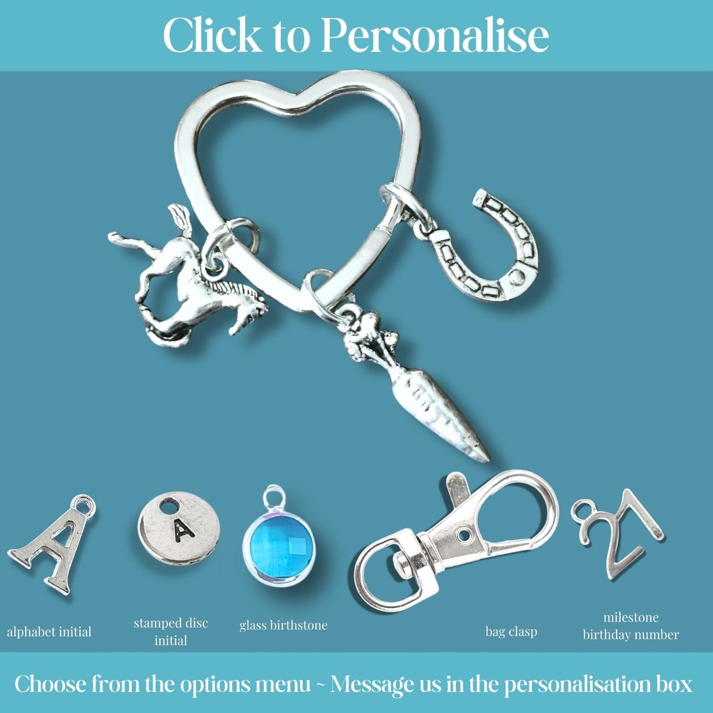 Horse Rider Keyring - Silver