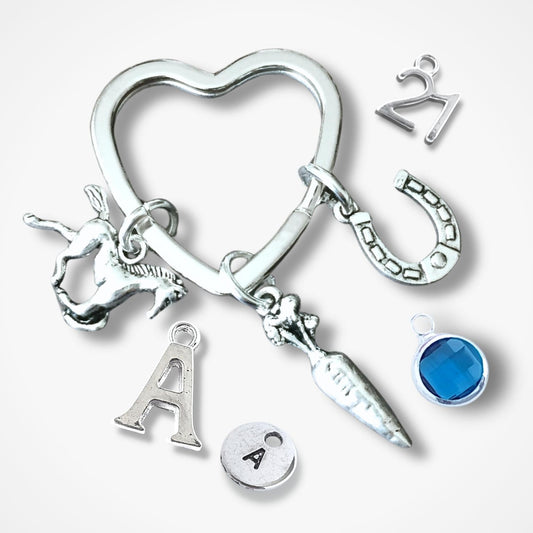 Horse Rider Keyring - Silver
