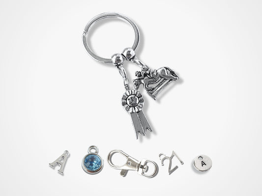 Horse Rider Keyring - Silver