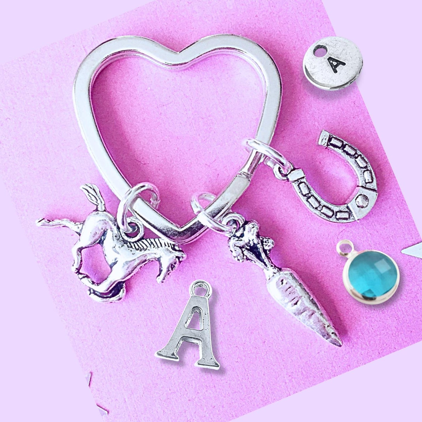 Horse Rider Keyring - Silver
