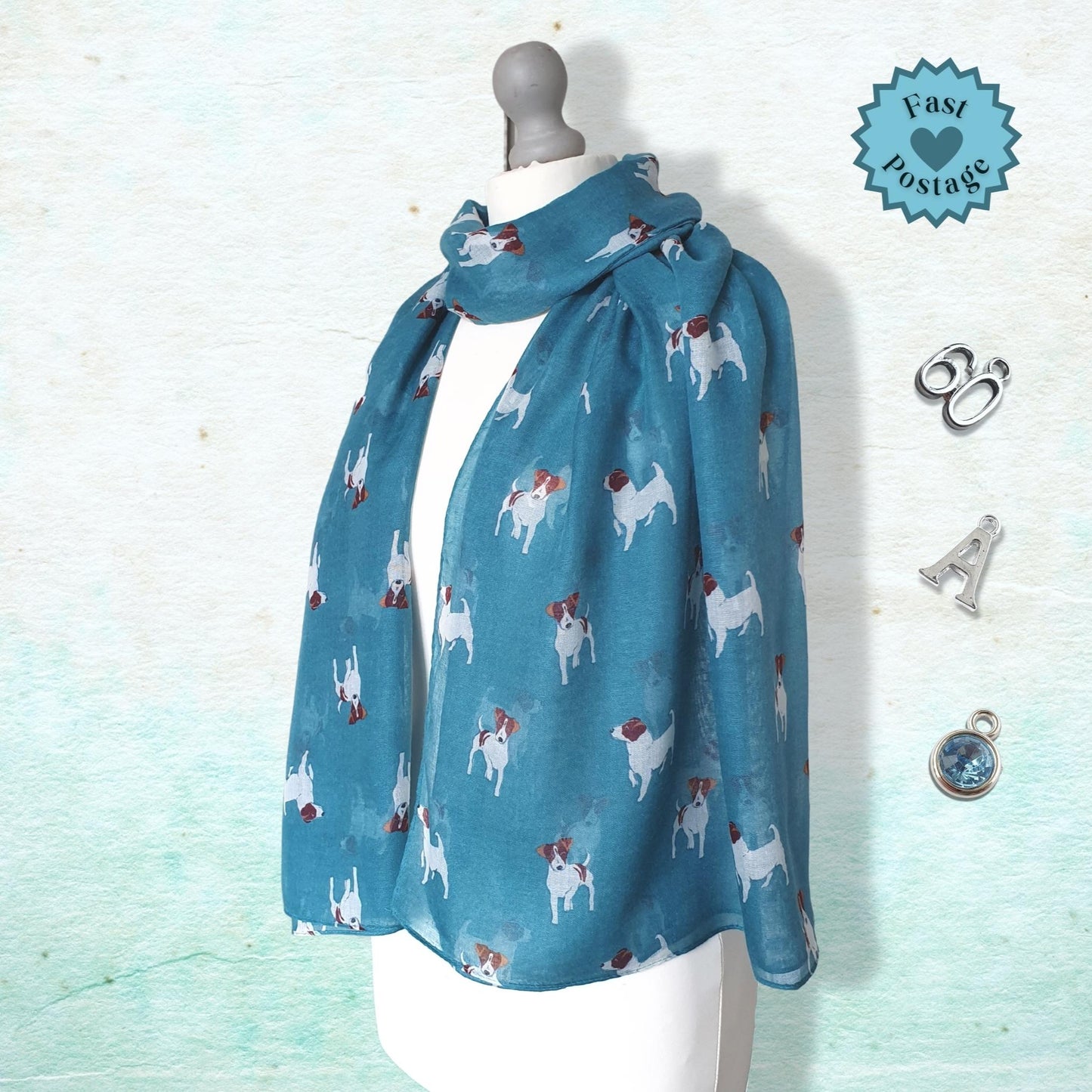 Jack Russell Dog Scarf - Turquoise