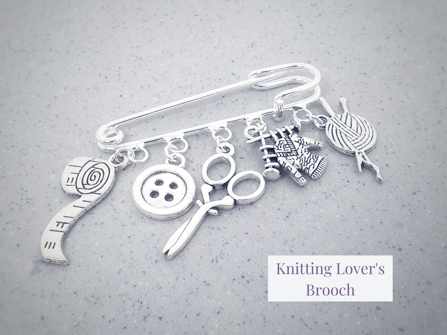 Knitting Brooch - Silver