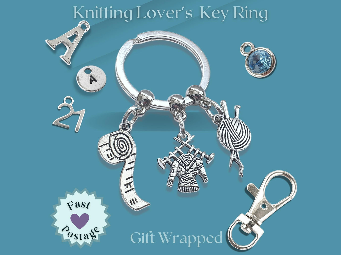 Knitting Lover's Keyring - Silver