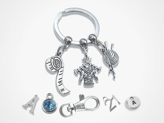 Knitting Lover's Keyring - Silver