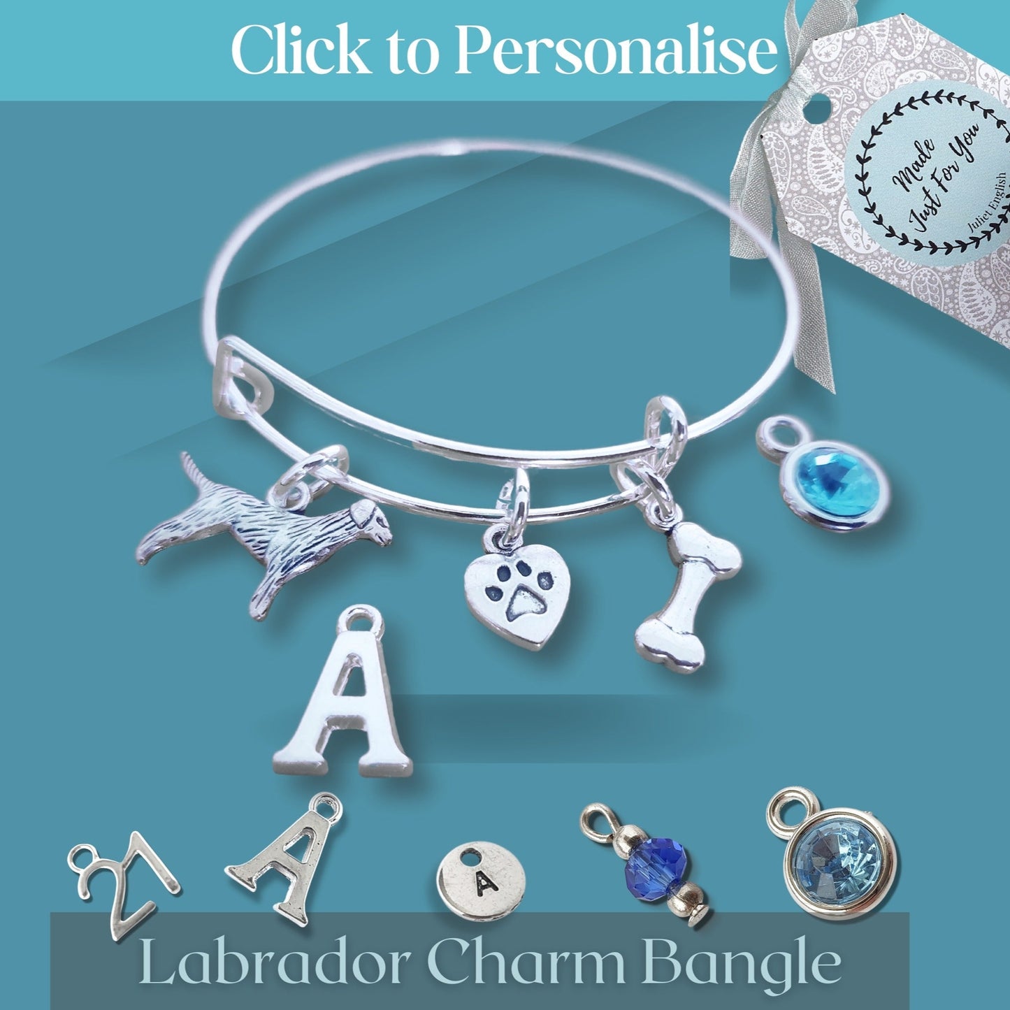 Labrador Dog Bangle - Silver