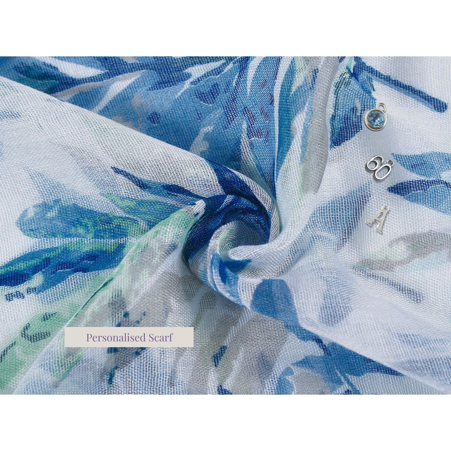 Leafy Print Scarf In A Gift Box - Blue