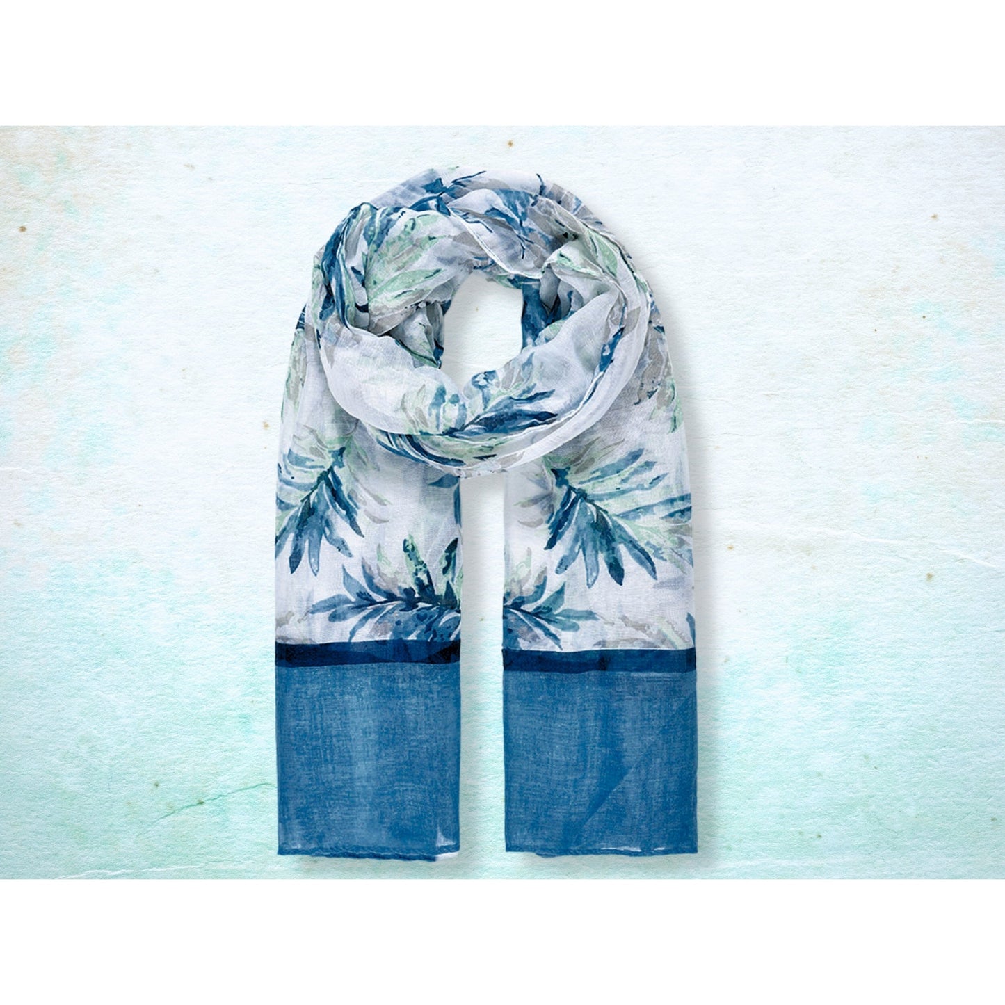 Leafy Print Scarf In A Gift Box - Blue