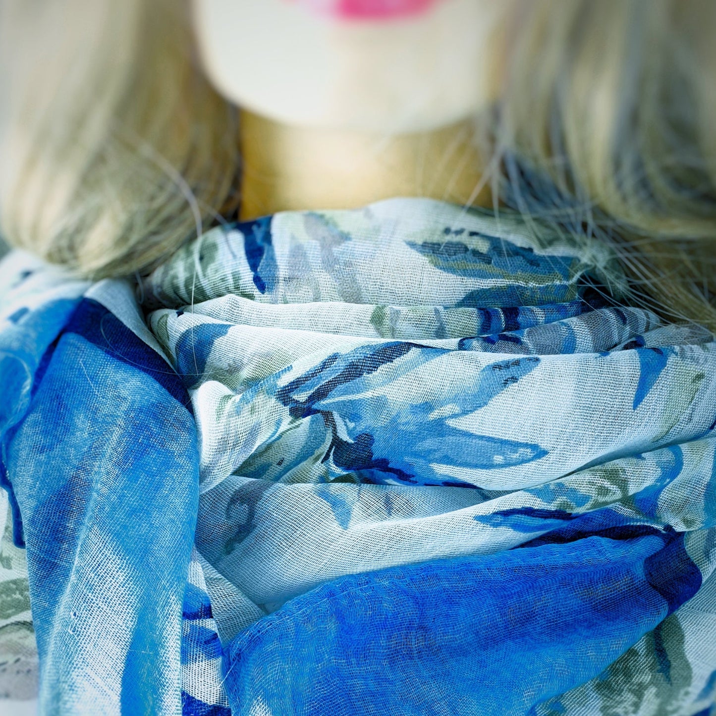 Leafy Print Scarf In A Gift Box - Blue