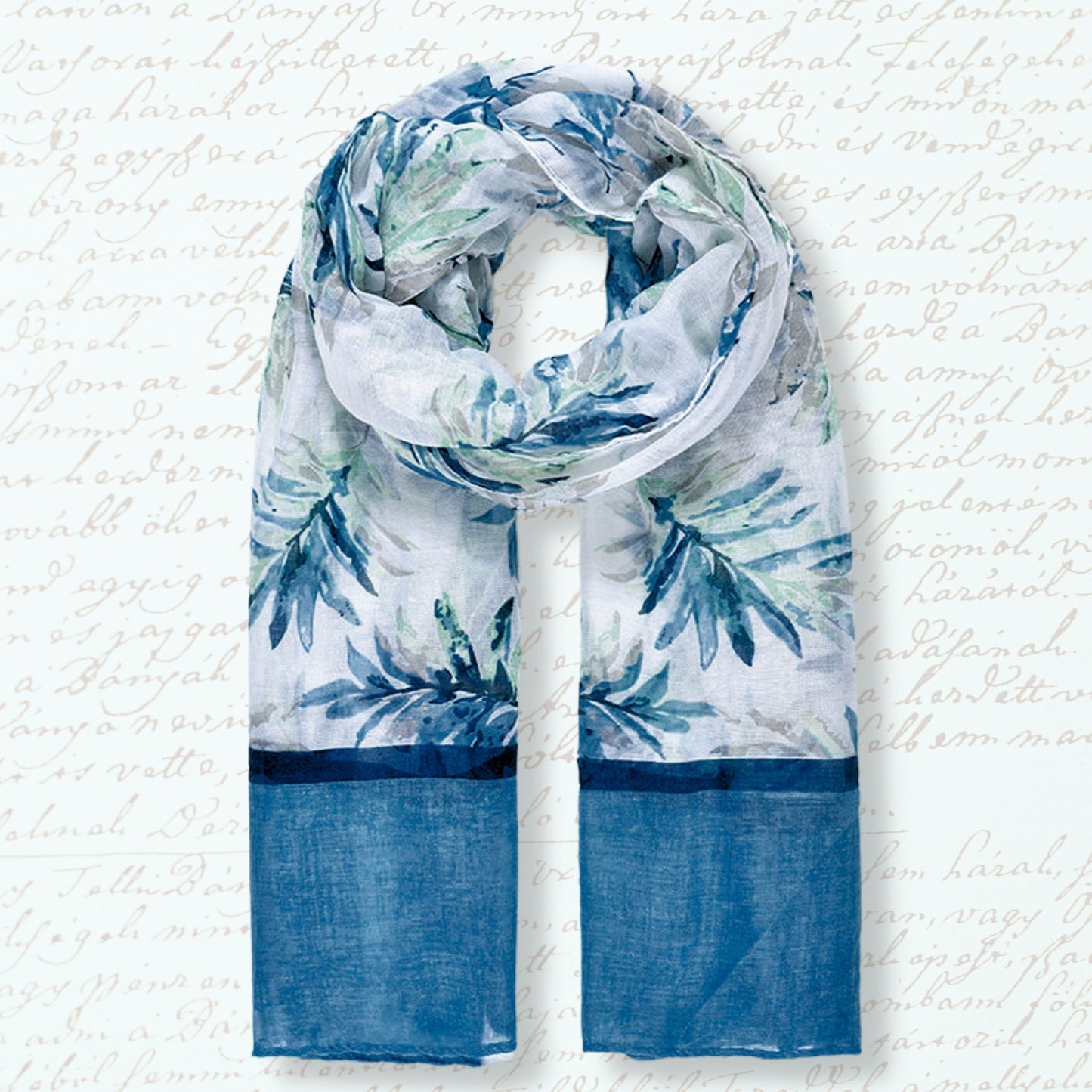 Leafy Print Scarf In A Gift Box - Blue