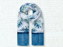 Load image into Gallery viewer, Leafy Print Scarf In A Gift Box - Blue
