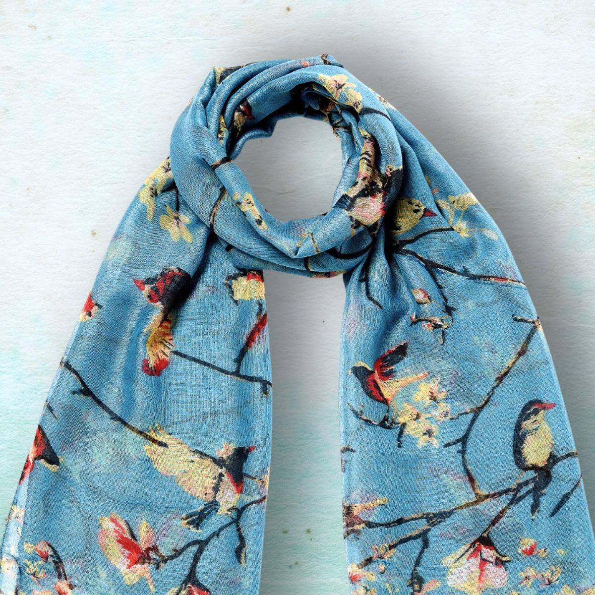 Bird & Blossom Scarf in a Box -  Blue