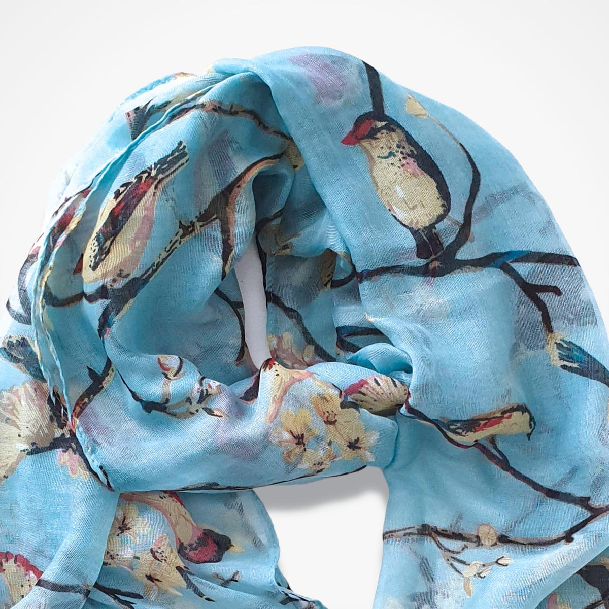 Bird & Blossom Scarf in a Box -  Blue