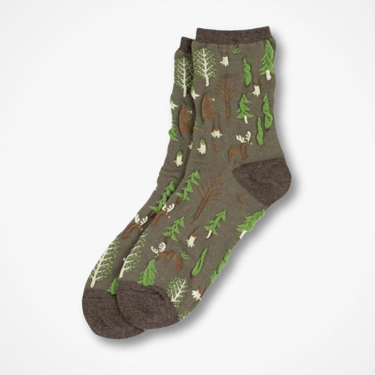 Forest Scene Socks - Green