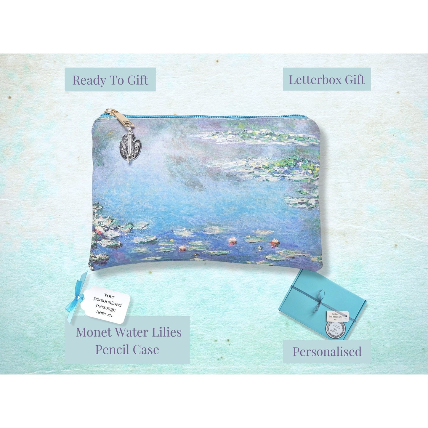 Monet's Water Lilies Make Up/Cosmetics Bag - Blue