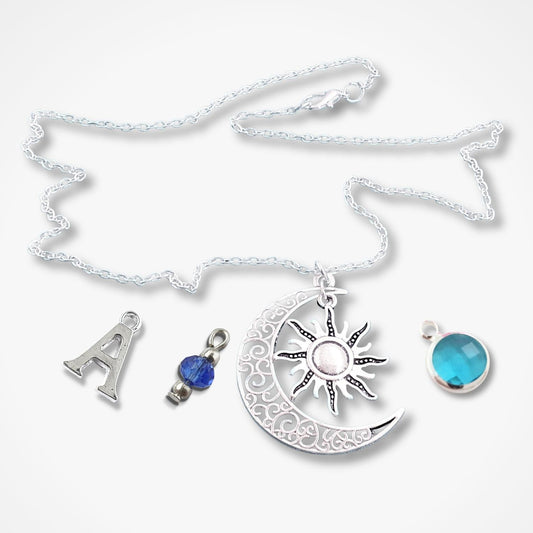 Celestial Moon Sun Necklace - Silver