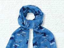 Load image into Gallery viewer, Cornish Mousehole Cat Scarf - Blue
