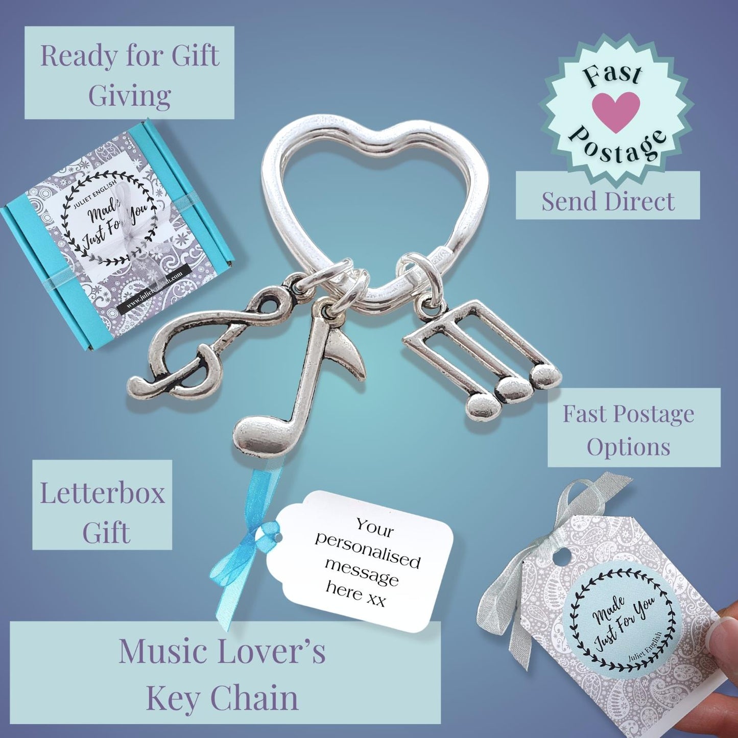 Music Lover Keyring - Silver