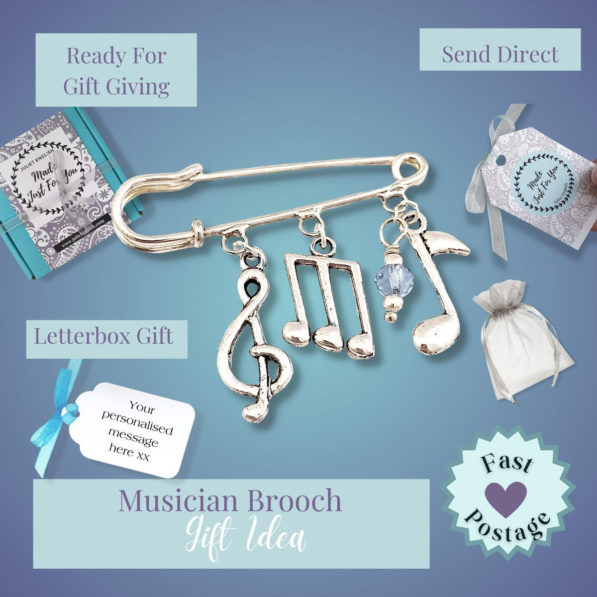 Music Lovers Brooch - Silver