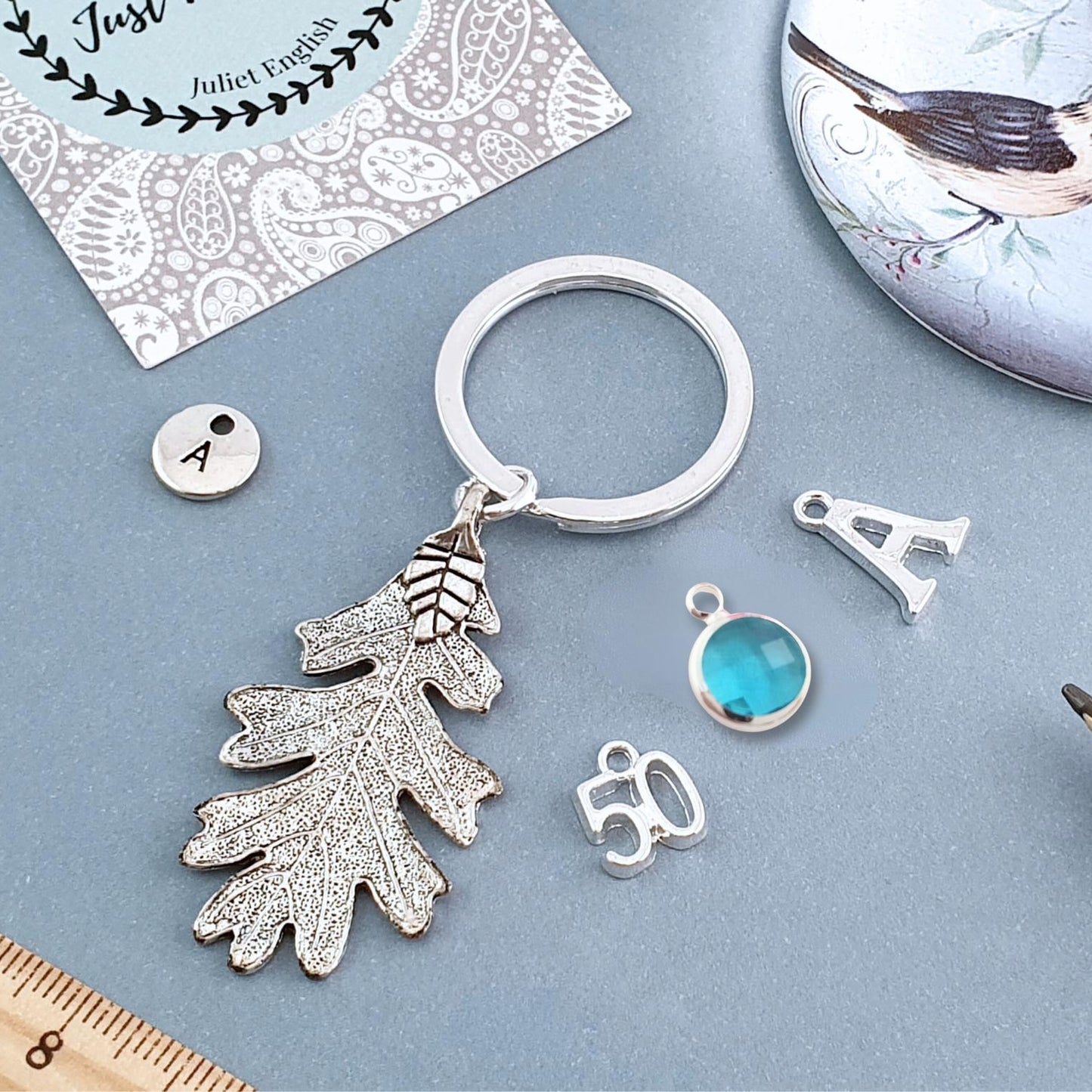 Oak Leaf Keyring - Silver