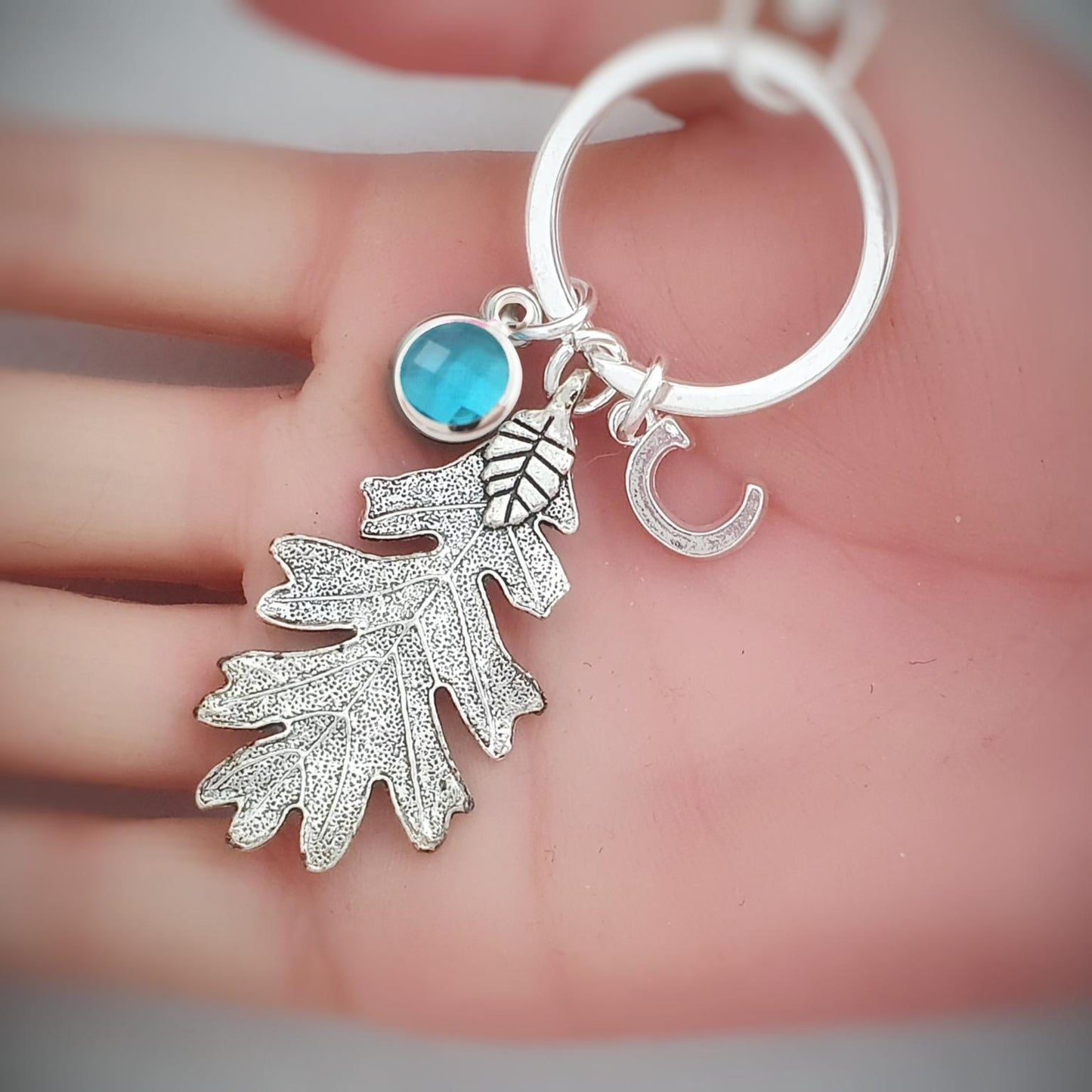 Oak Leaf Keyring - Silver