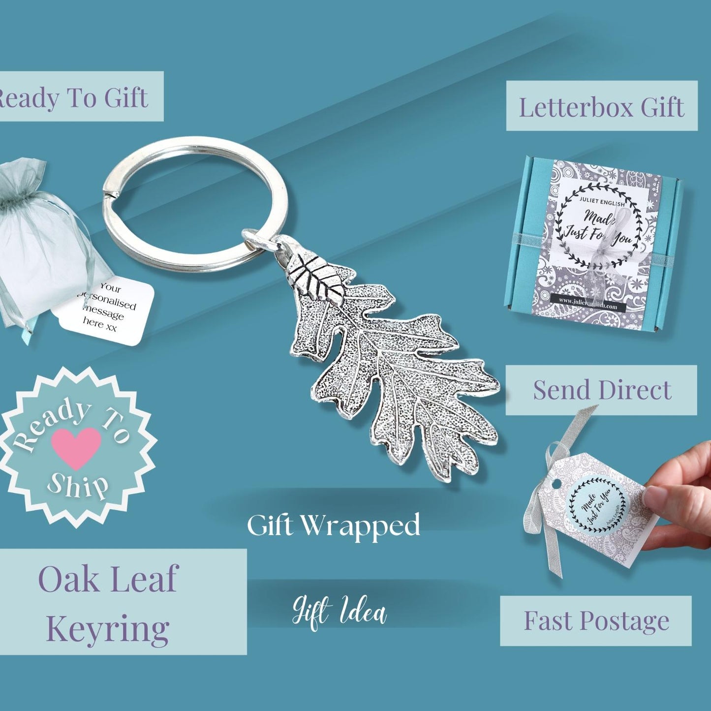 Oak Leaf Keyring - Silver