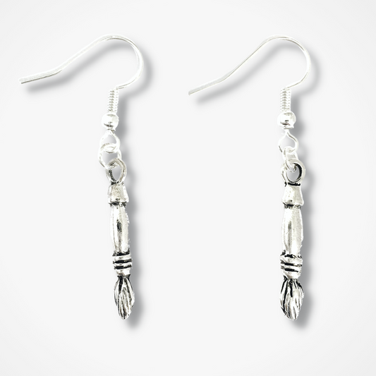 Paintbrush Earrings - Silver