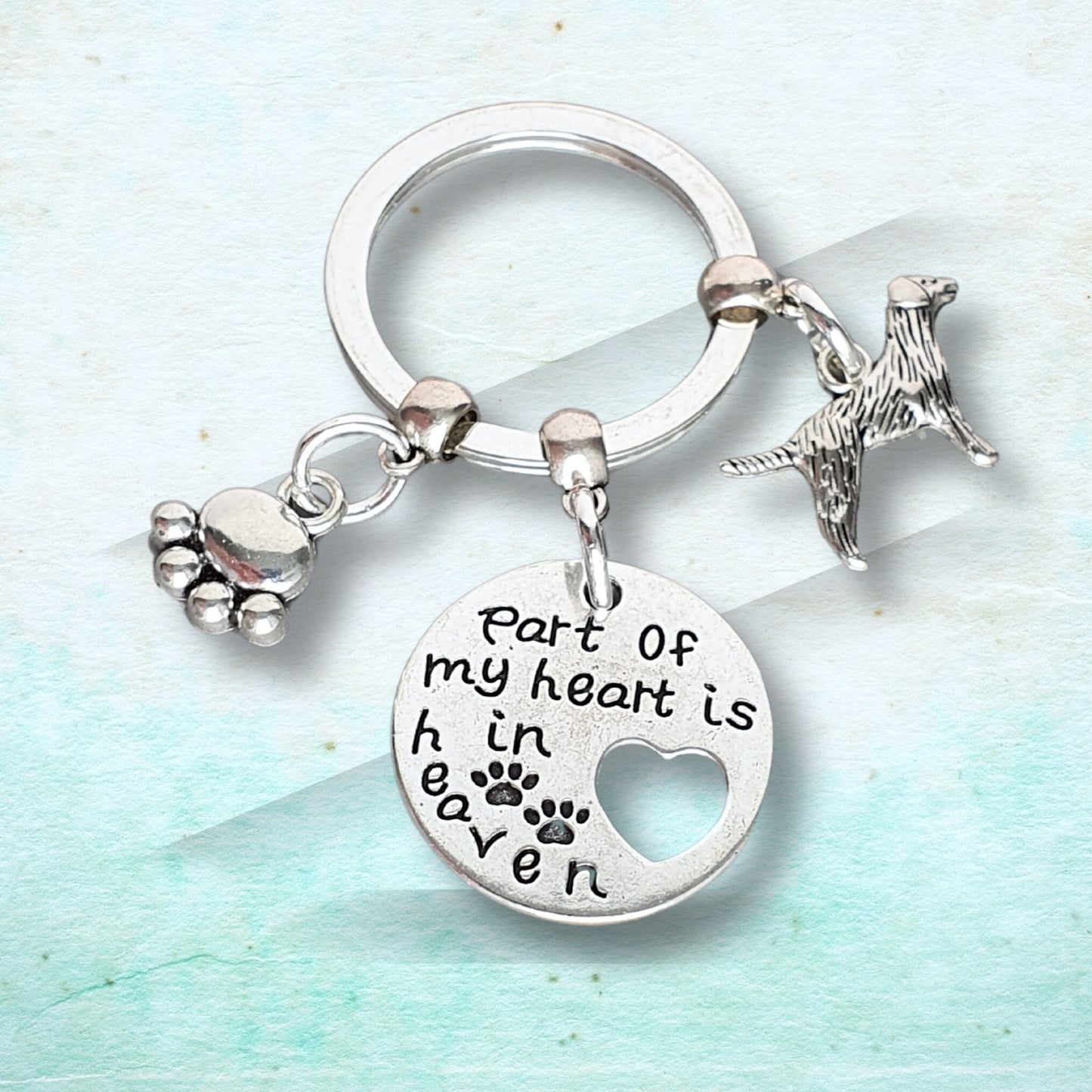 'Part of my heart is in heaven' Labrador Memorial Keyring