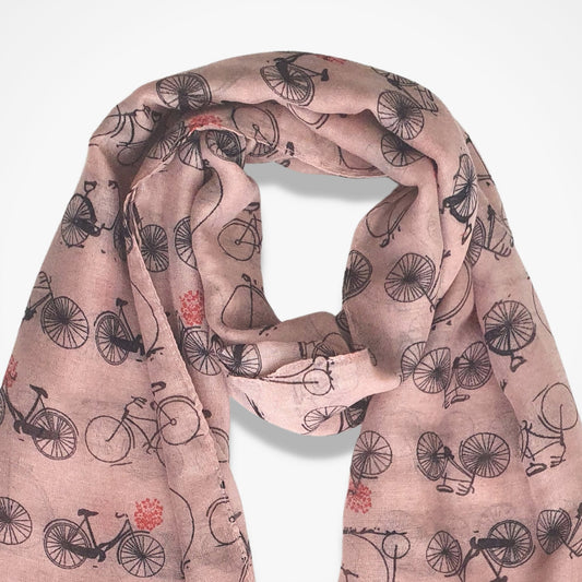 Vintage Bicycle Print Scarf - Pink