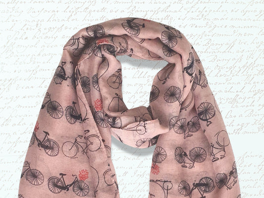 Vintage Bicycle Print Scarf - Pink