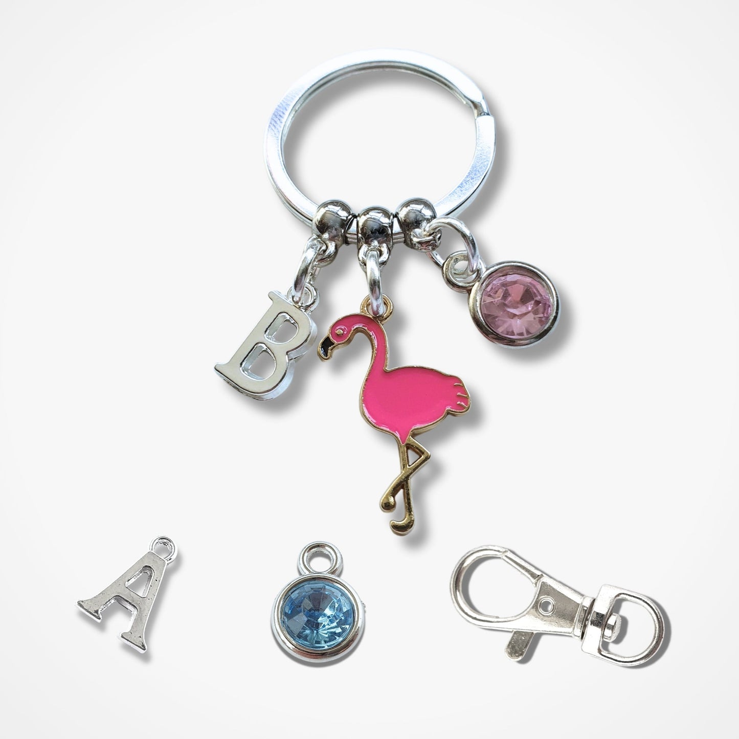 Flamingo Lover Keyring - Silver and Enamel